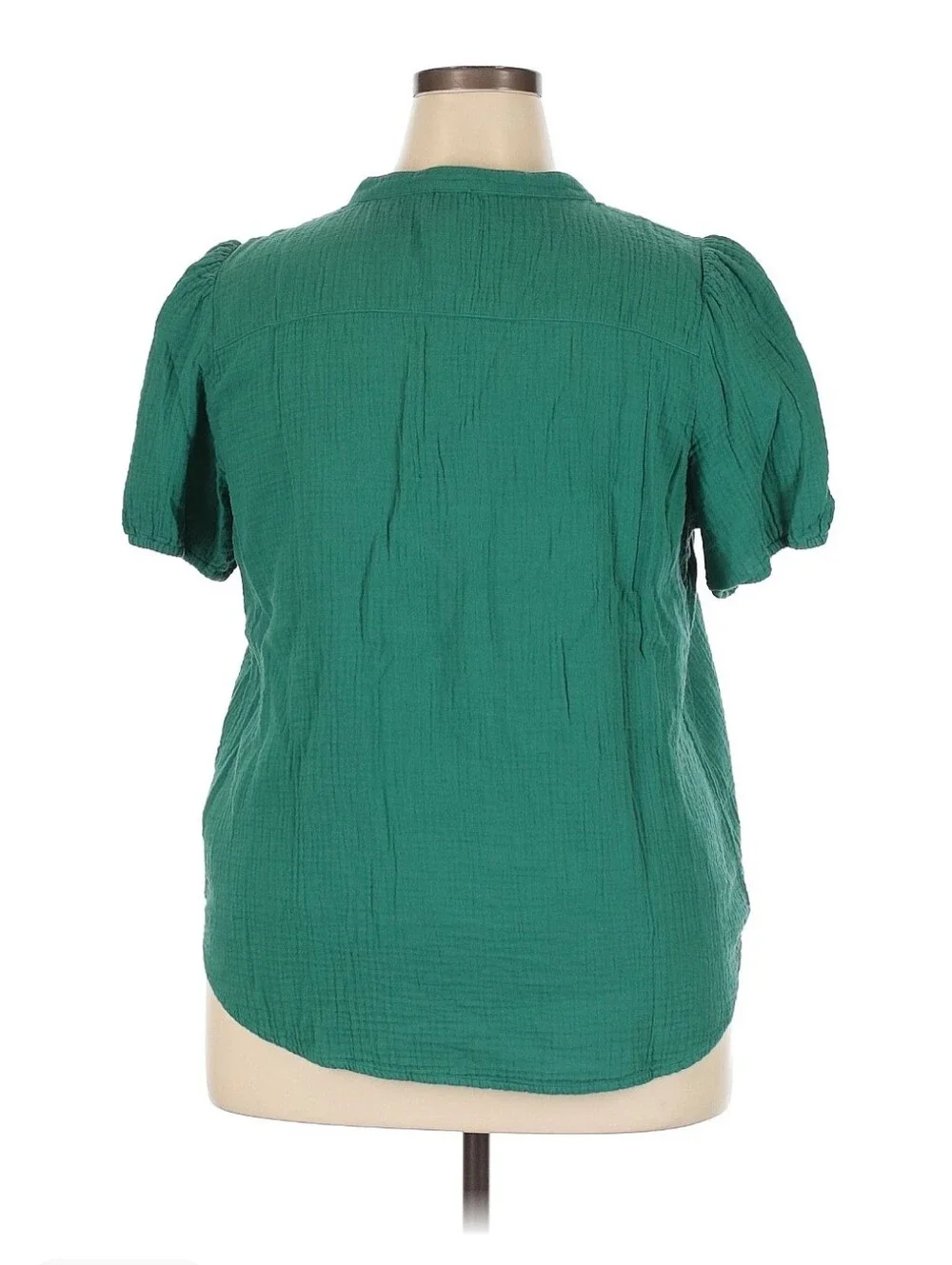 J. Crew Green Short-Sleeve Cotton gauze Top